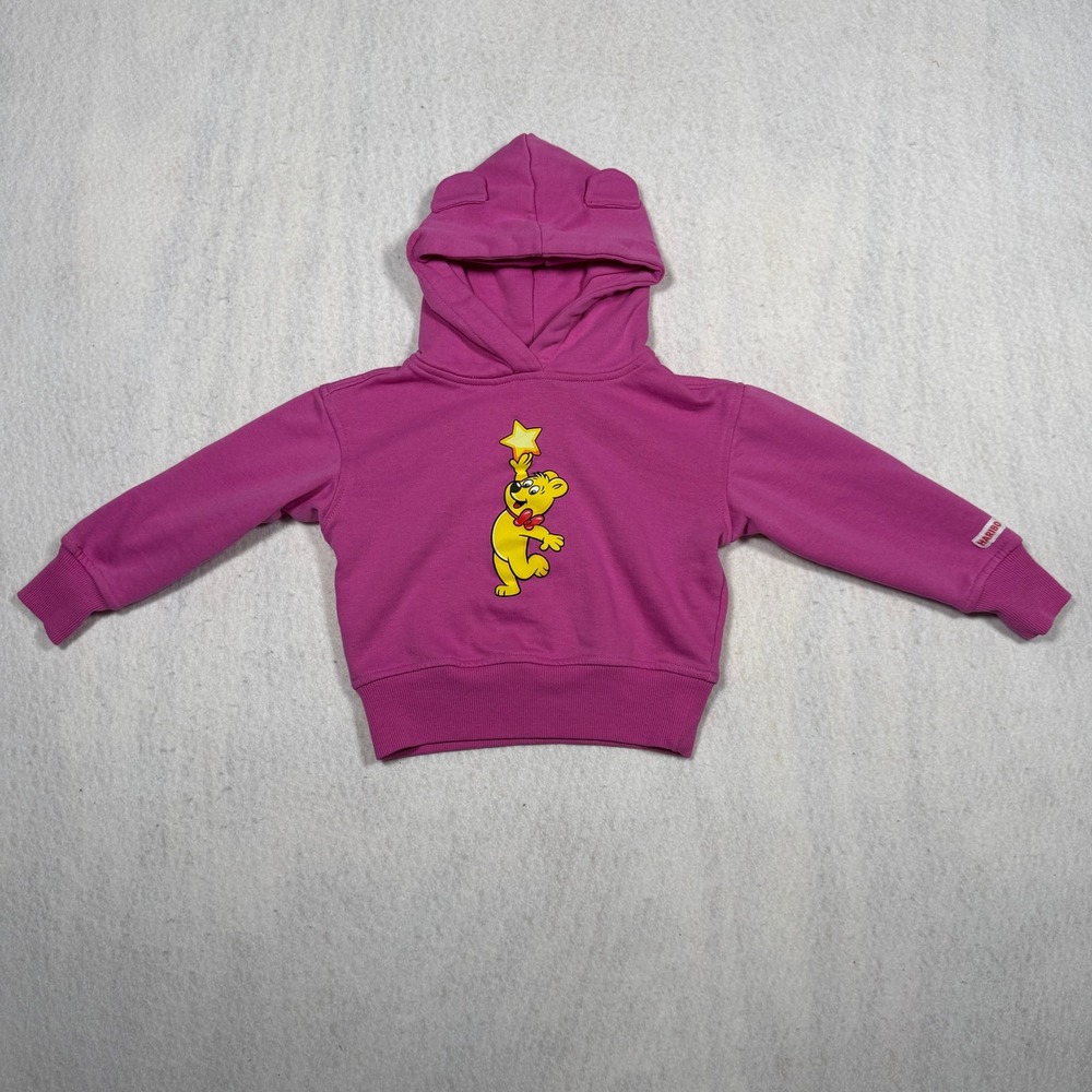 Haribo Goldbear Pink Hooded Sweatshirt 3D Ears Mascot Fleece Pullover 12M